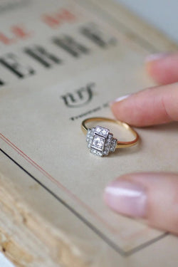 Bague Art déco Diamants Or Jaune et Platine - Castafiore
