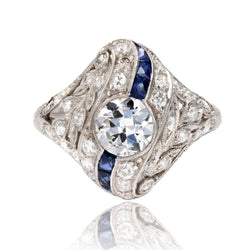 Bague art déco diamants saphirs calibrés - Castafiore