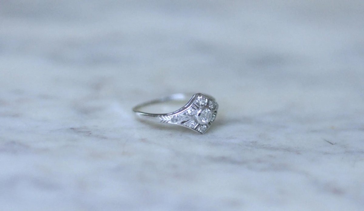 Bague Art Déco Diamants sur Platine - Castafiore