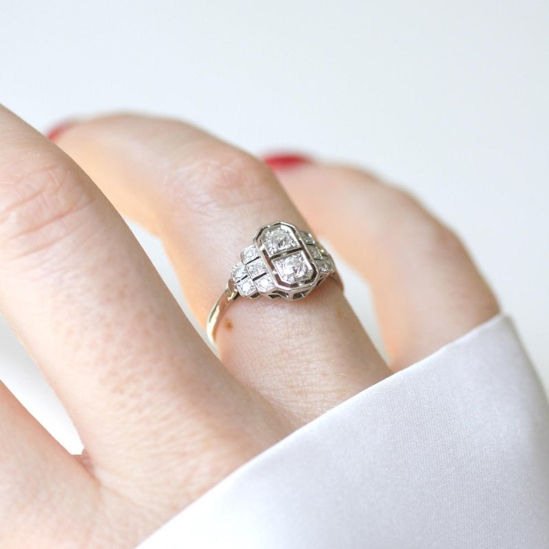 Bague Art Déco Diamants sur Platine - Castafiore