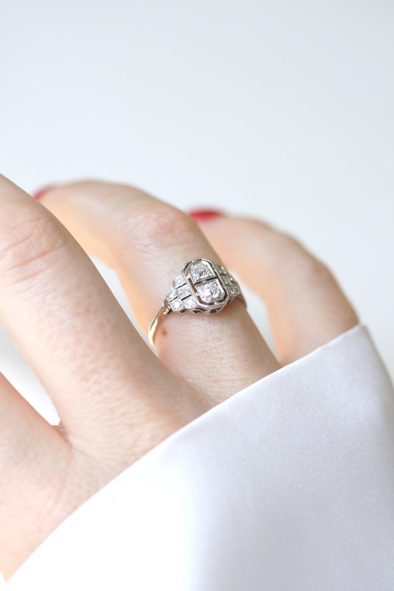 Bague Art Déco Diamants sur Platine - Castafiore