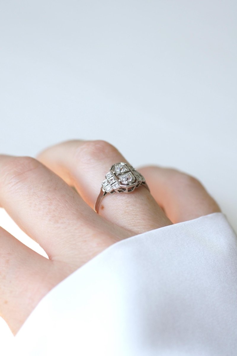 Bague Art Déco Diamants sur Platine - Castafiore