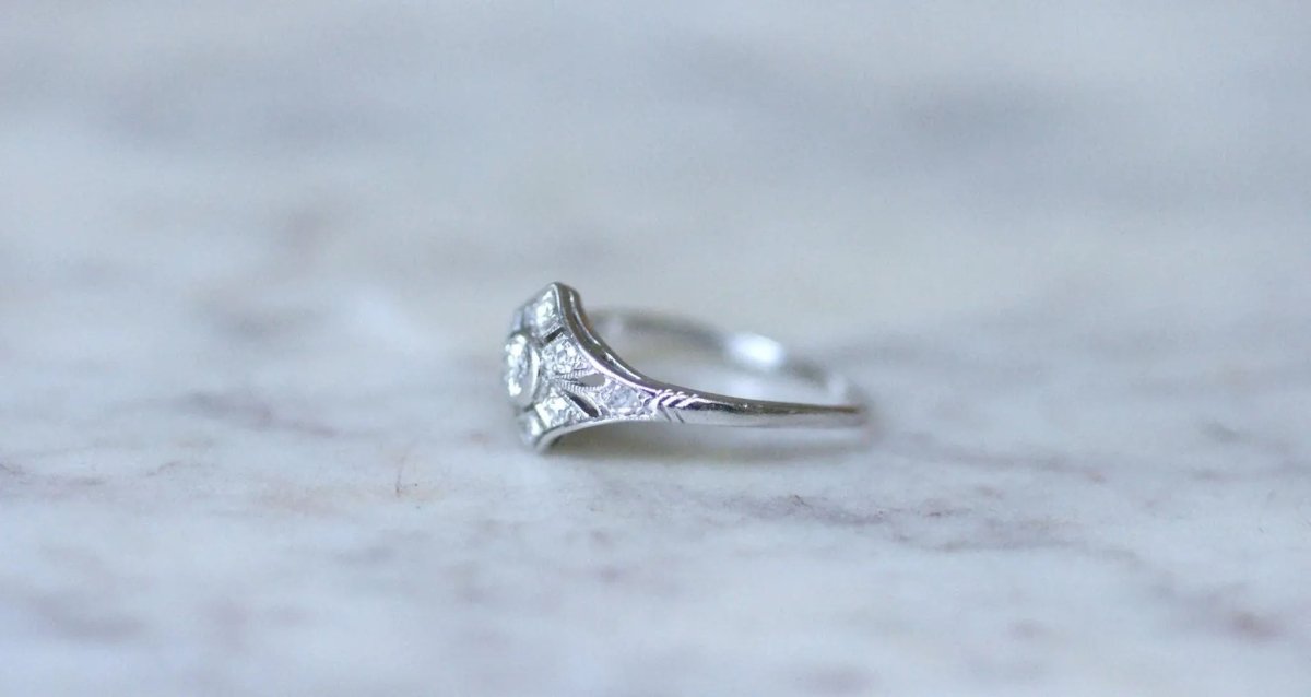 Bague Art Déco Diamants sur Platine - Castafiore