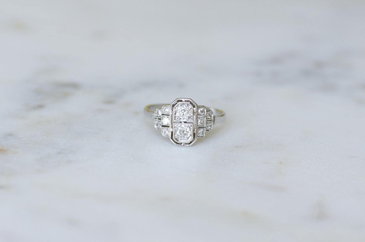 Bague Art Déco Diamants sur Platine - Castafiore