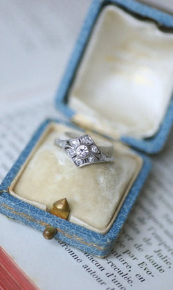 Bague Art Déco Diamants sur Platine - Castafiore