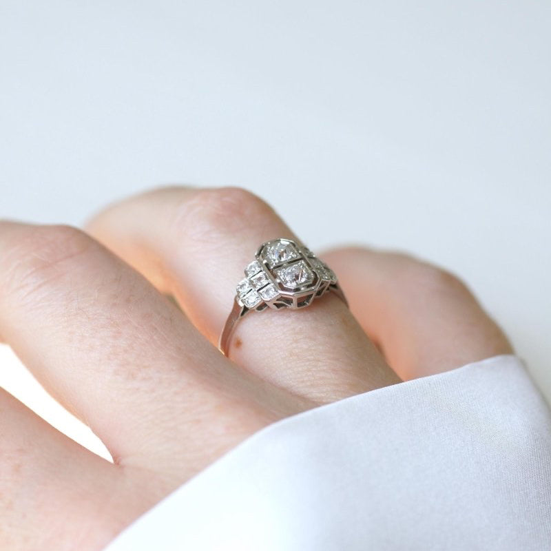 Bague Art Déco Diamants sur Platine - Castafiore