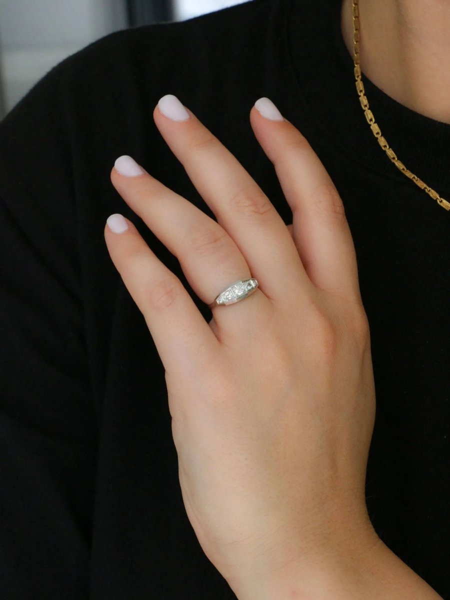 Bague Art Deco diamants taille ancienne - Castafiore