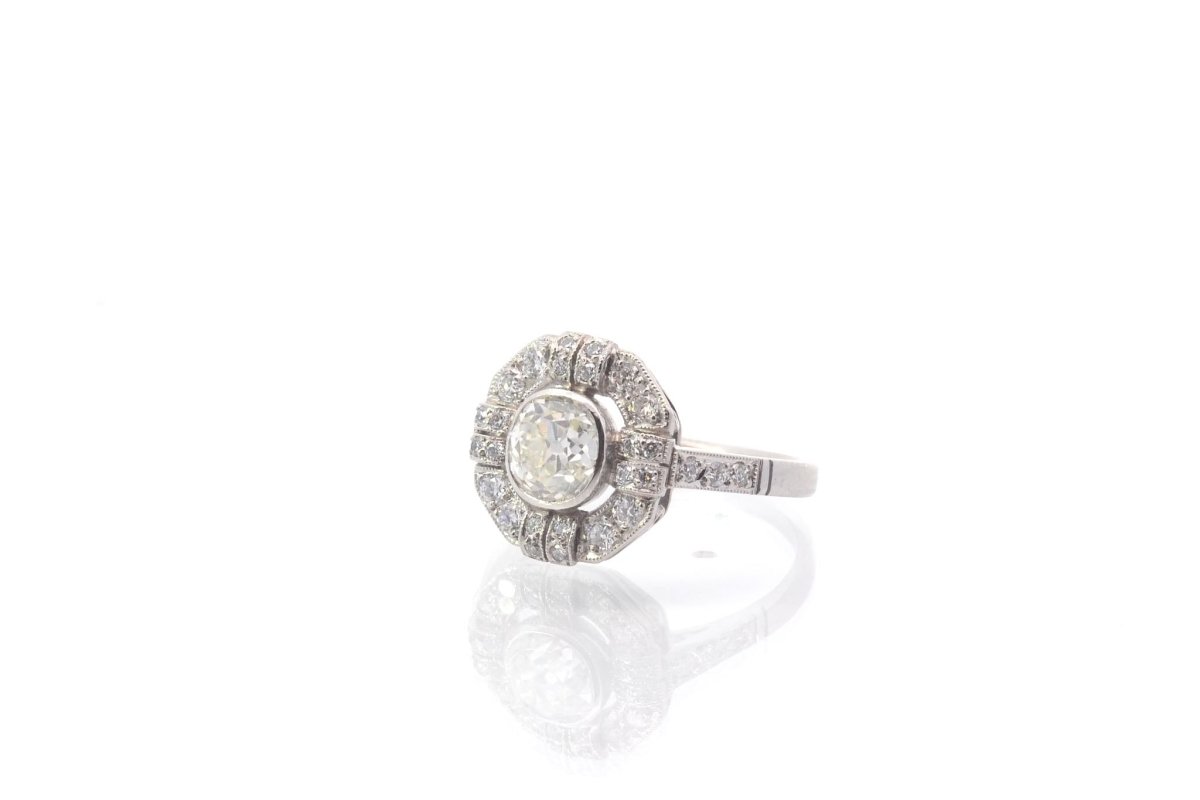 Bague art déco d'occasion diamants en platine - Castafiore