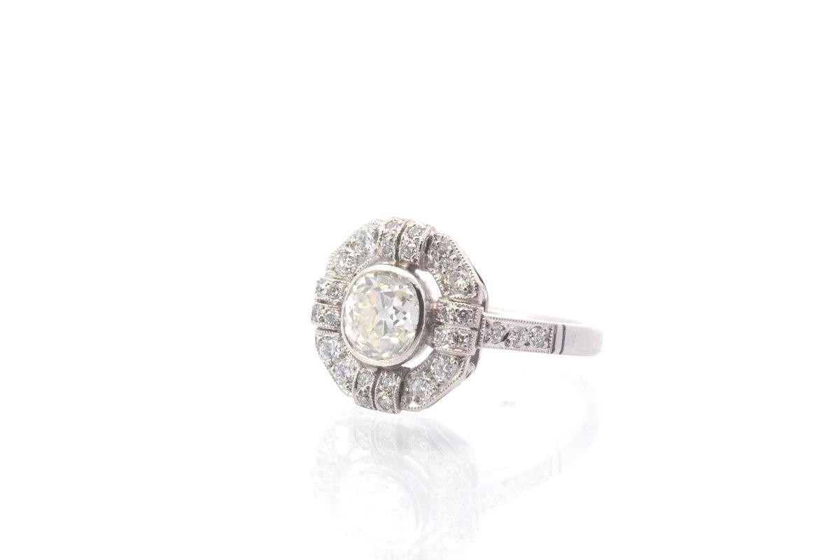 Bague art déco d'occasion diamants en platine - Castafiore