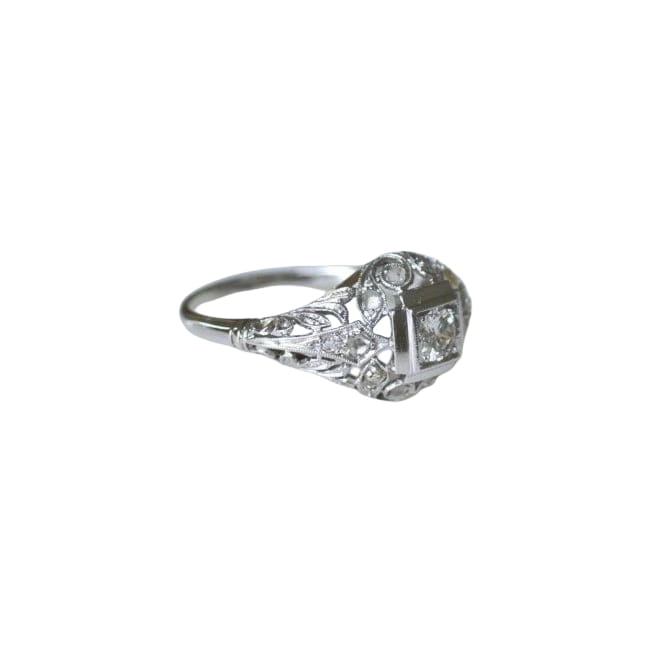 Bague Art Deco Dôme Ajouré Diamants