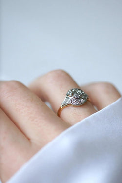 Bague Art déco Dôme Diamants Deux Ors - Castafiore