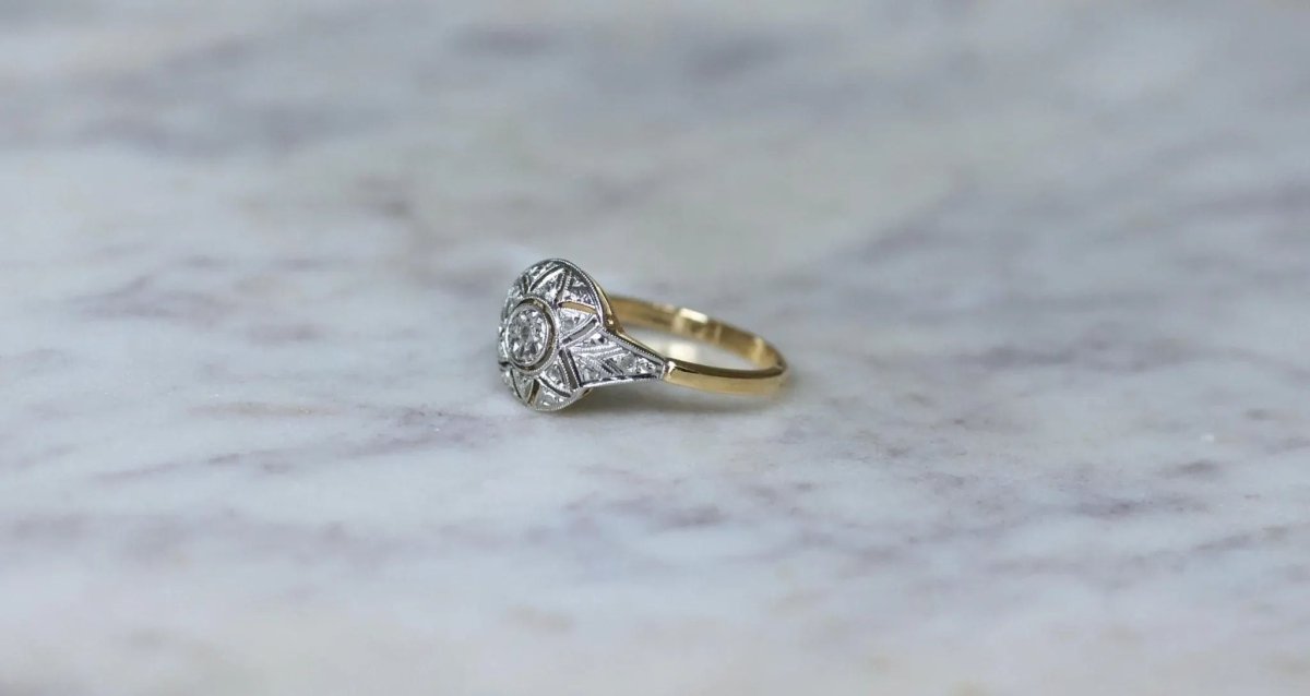 Bague Art déco Dôme Diamants Deux Ors - Castafiore