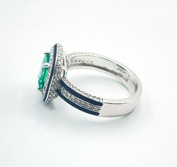 Bague Art Déco Emeraude et Diamants - Castafiore