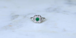 Bague Art Déco Emeraude et Diamants sur Platine - Castafiore