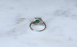 Bague Art Déco Emeraude et Diamants sur Platine - Castafiore