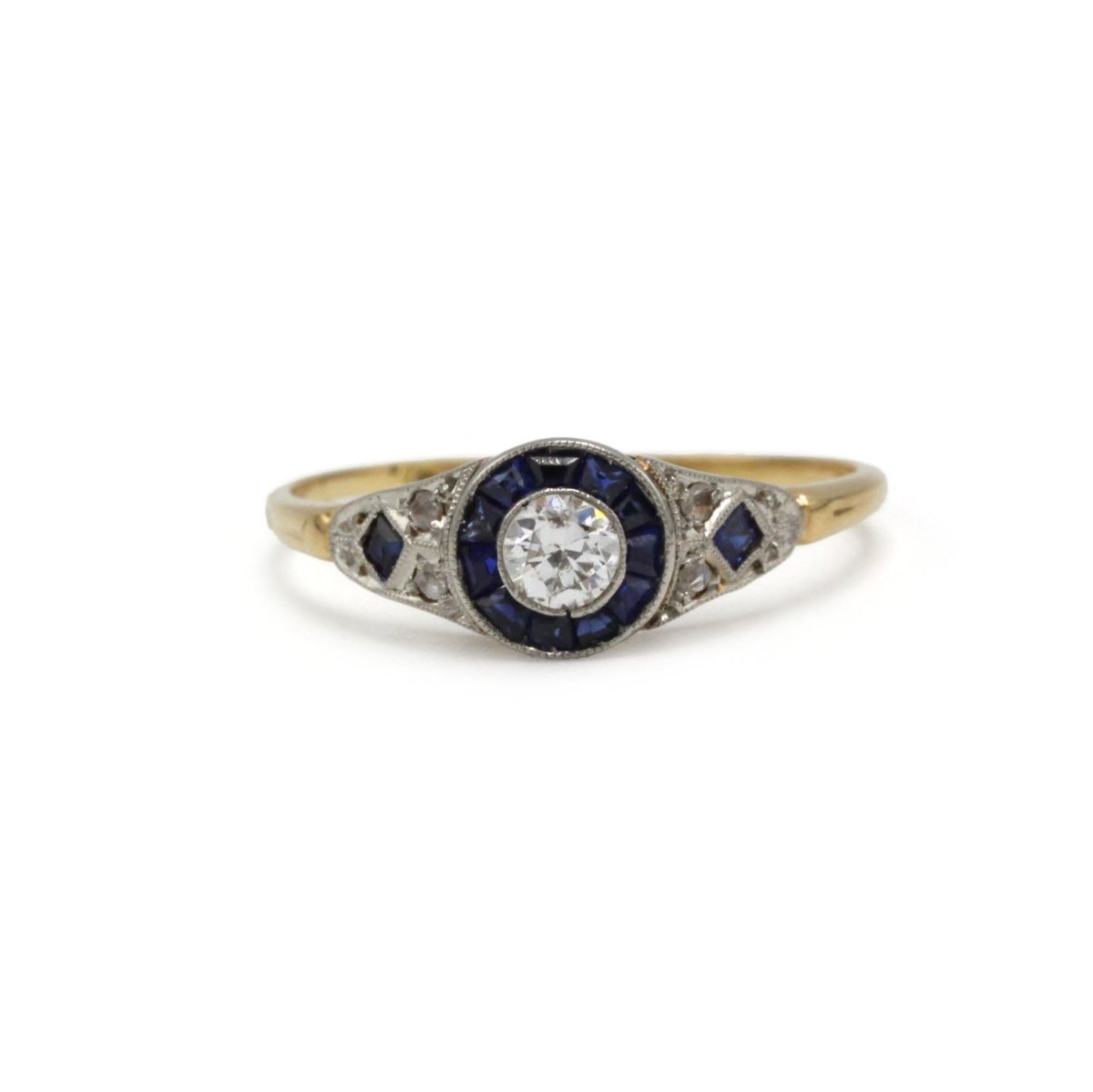 Bague ART DECO en or 750 diamants et saphirs - Castafiore
