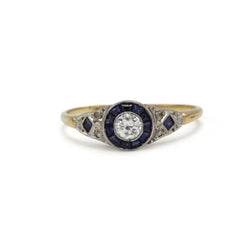 Bague ART DECO en or 750 diamants et saphirs - Castafiore