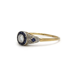 Bague ART DECO en or 750 diamants et saphirs - Castafiore