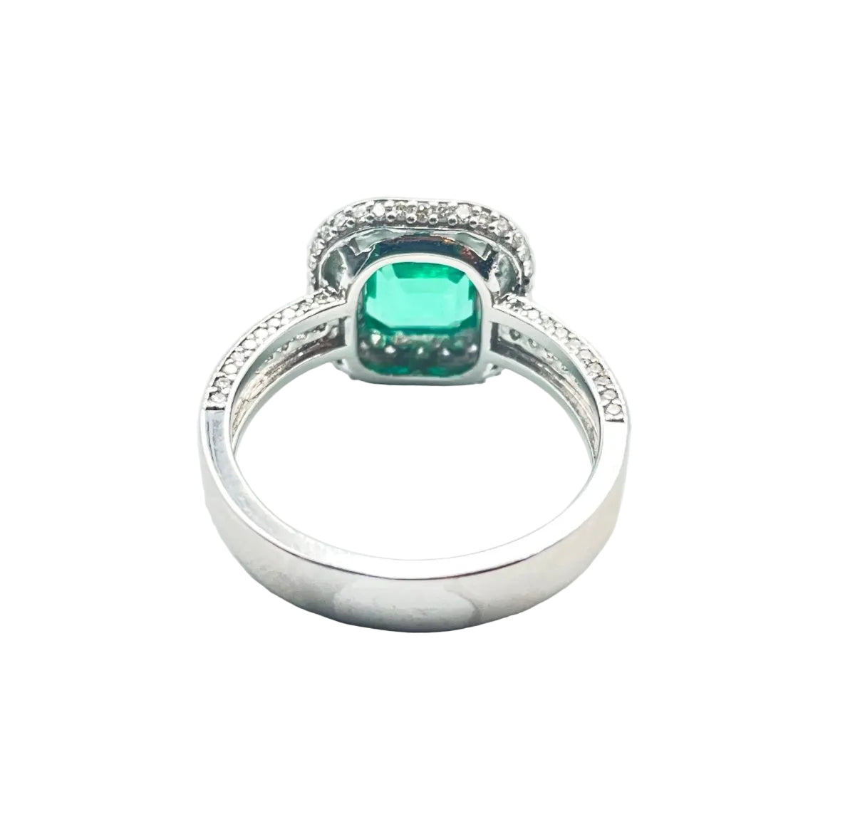 Bague Art déco en or blanc émeraude et diamants - Castafiore