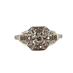 Bague Art déco en or blanc et diamant - Castafiore