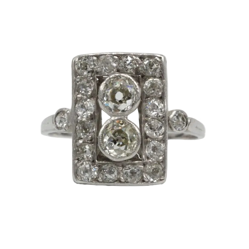 Bague Art Déco en or blanc et diamants - Castafiore