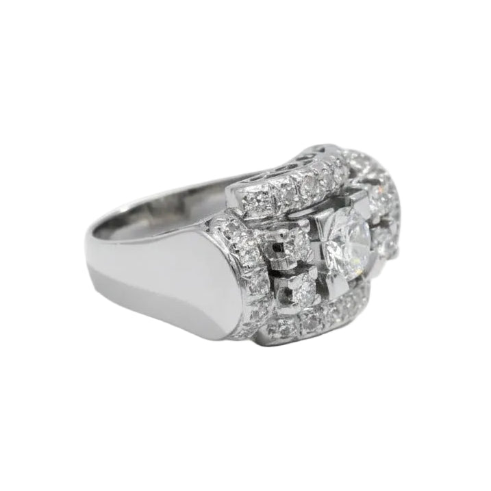Bague Art Déco en or blanc et Diamants - Castafiore