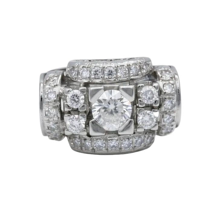 Bague Art Déco en or blanc et Diamants - Castafiore