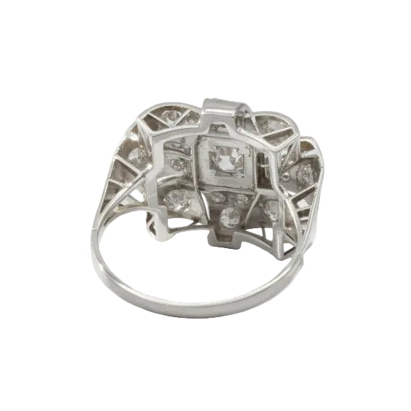 Bague Art Déco en or blanc et diamants - Castafiore