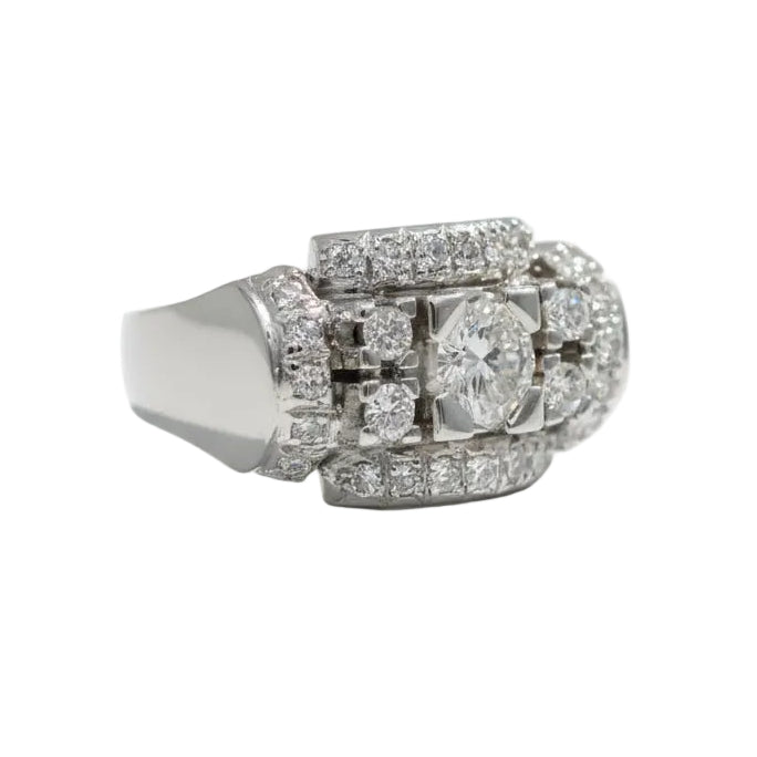 Bague Art Déco en or blanc et Diamants - Castafiore