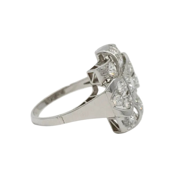 Bague Art Déco en or blanc et diamants - Castafiore
