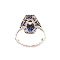 Bague Art déco en or blanc et diamants saphirs - Castafiore