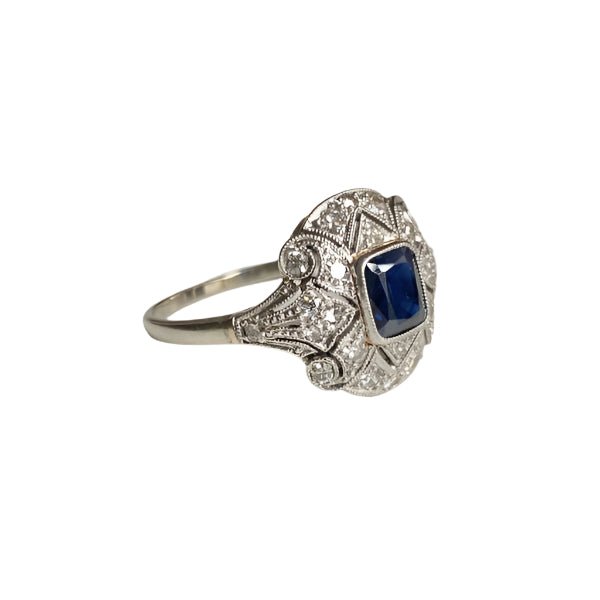 Bague Art Déco en or blanc et platin - Castafiore