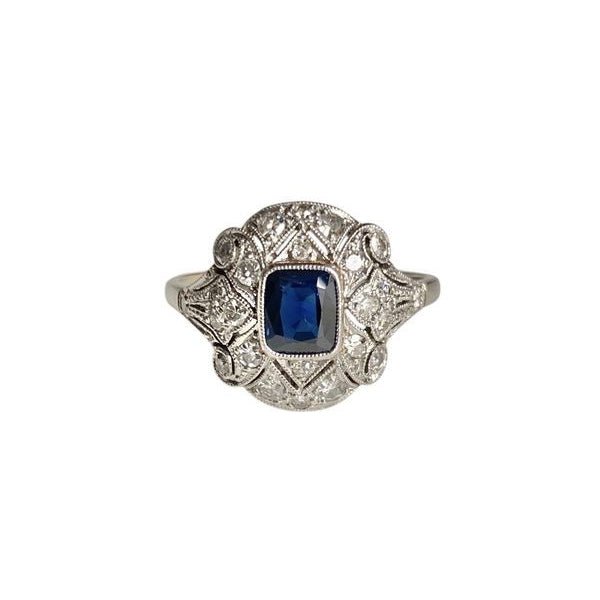 Bague Art Déco en or blanc et platin - Castafiore