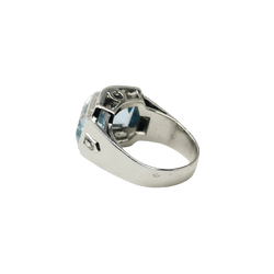 Bague Art Déco en or blanc, platine et aigues - marines - Castafiore