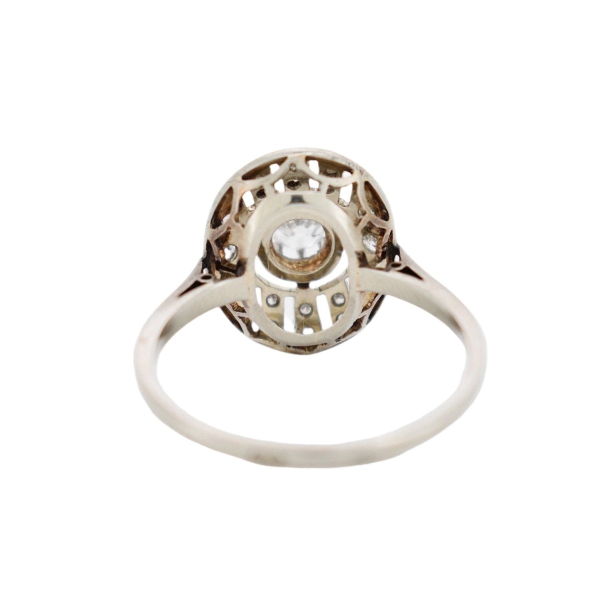 Bague Art Deco en or blanc, platine et diamant - Castafiore