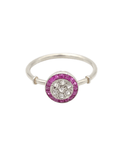Bague Art Déco en or blanc, platine, rubis et diamants - Castafiore