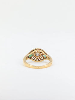 Bague Art - Déco en or, diamants et émeraudes - Castafiore