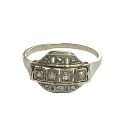 Bague Art déco en or gris et platine diamants - Castafiore
