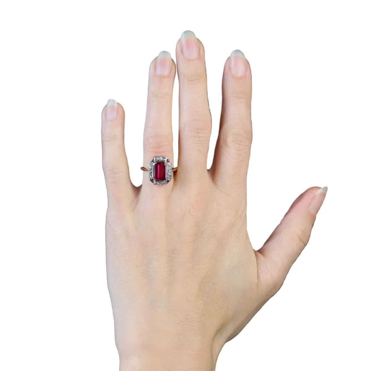 Bague art déco en or jaune et platine avec diamants et tourmaline - Castafiore