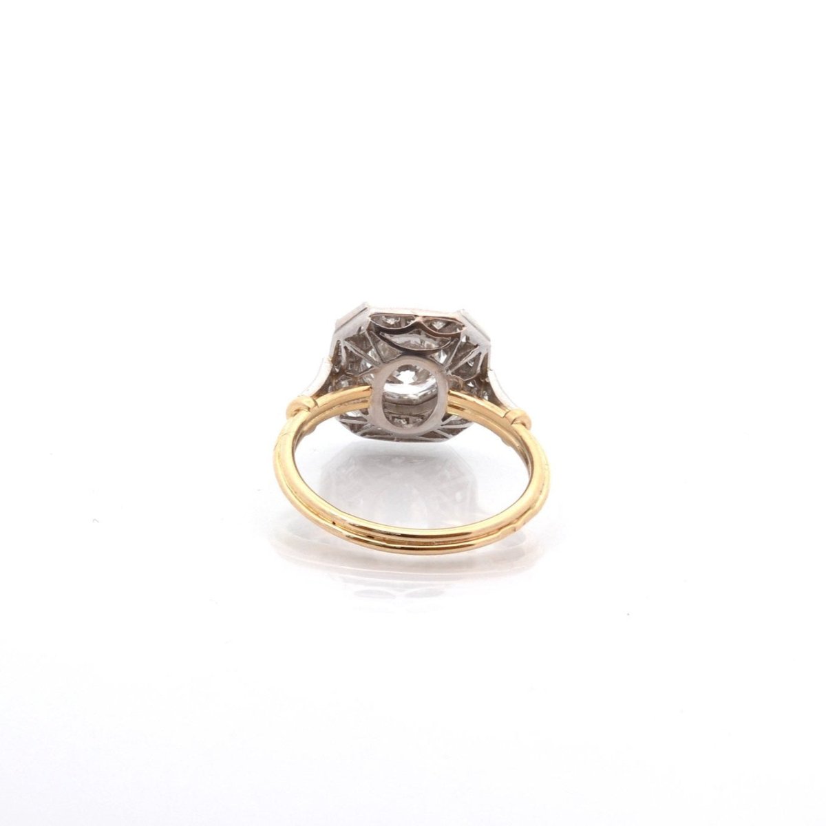 Bague Art Déco en or jaune, platine et diamants - Castafiore