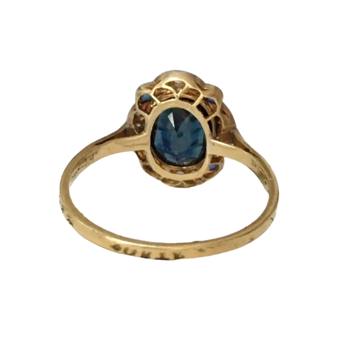 Bague Art-Déco en or jaune, platine, saphir et diamants - Castafiore