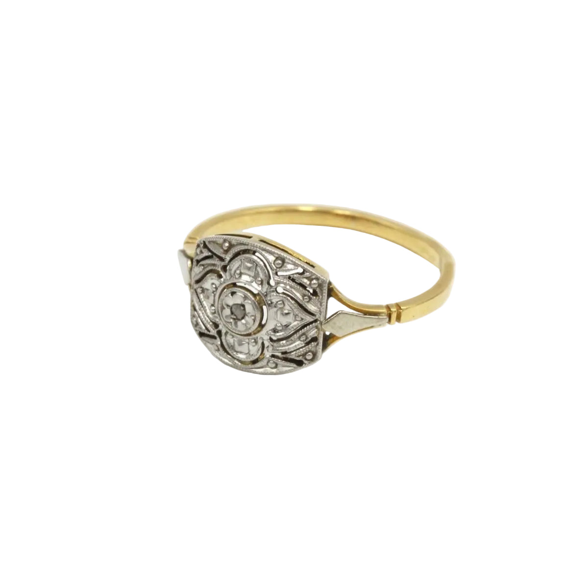 Bague Art Déco en or, platine et diamant - Castafiore