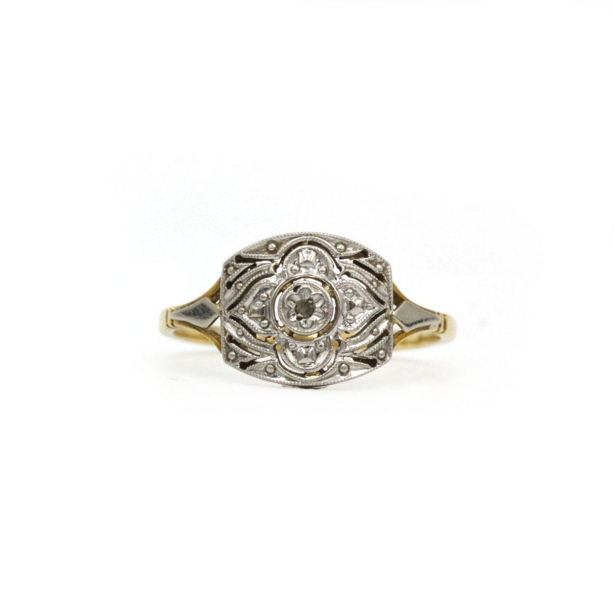 Bague Art Déco en or, platine et diamant - Castafiore