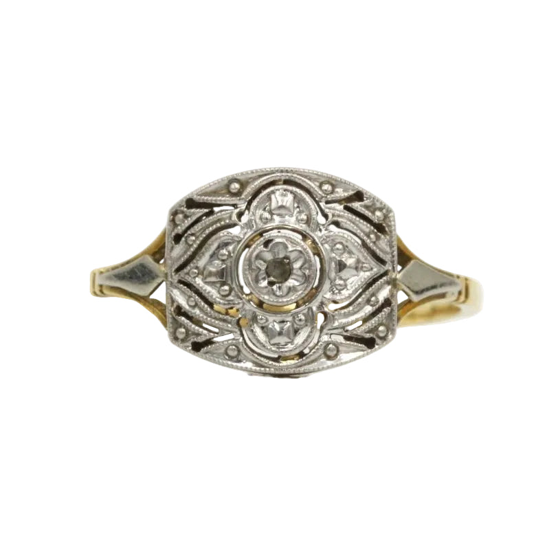 Bague Art Déco en or, platine et diamant - Castafiore