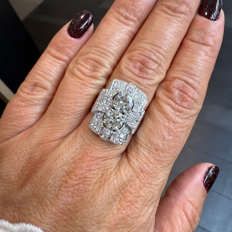 Bague ART DÉCO en platine et diamants - Castafiore