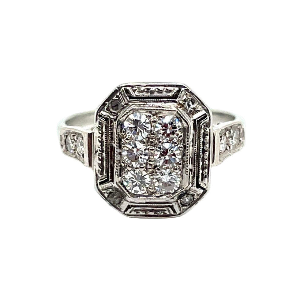 Bague ART DÉCO en platine et diamants - Castafiore