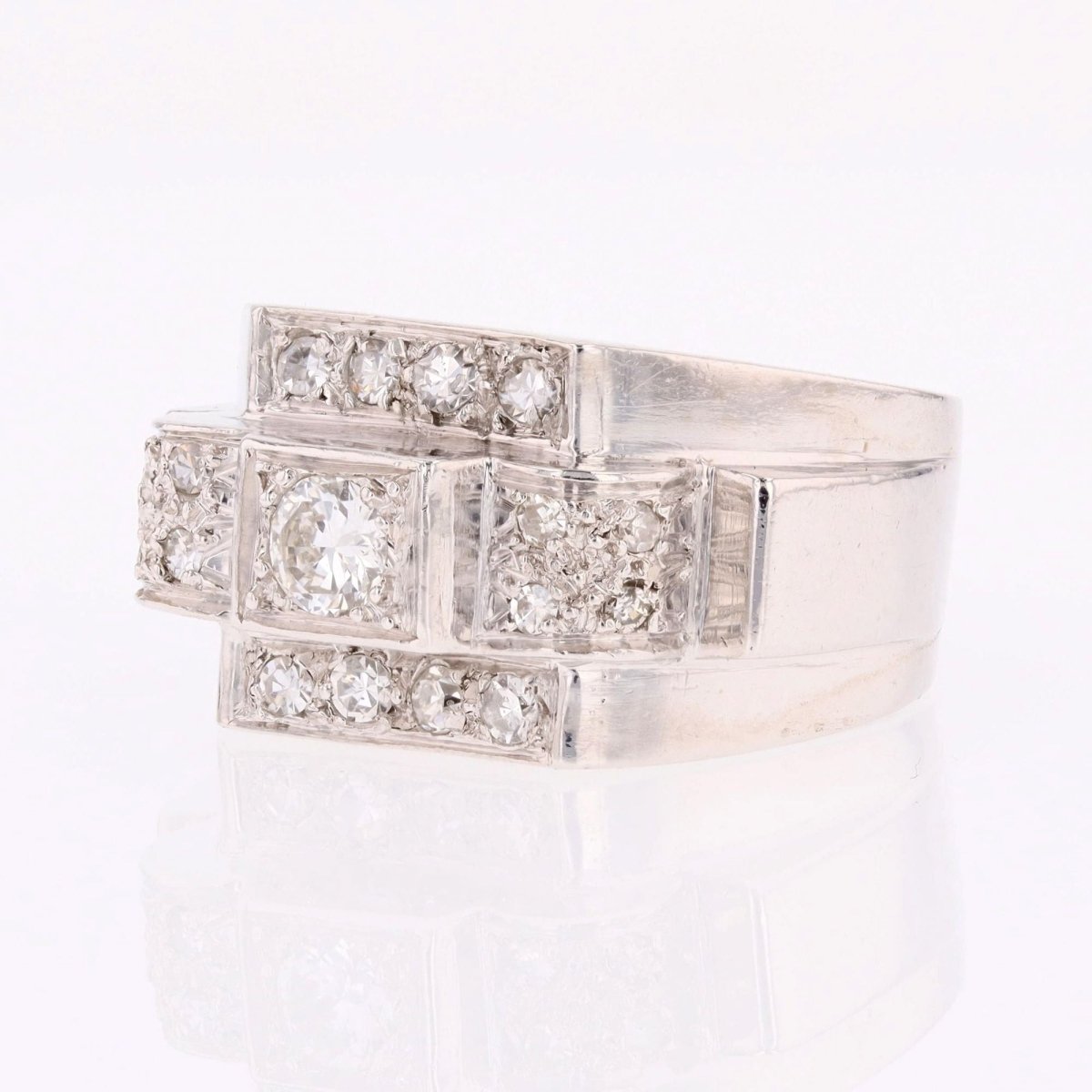 Ring art deco paltinium diamonds