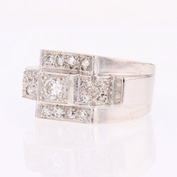 Ring art deco paltinium diamonds