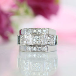 Ring art deco paltinium diamonds
