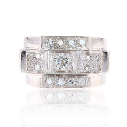 Ring art deco paltinium diamonds